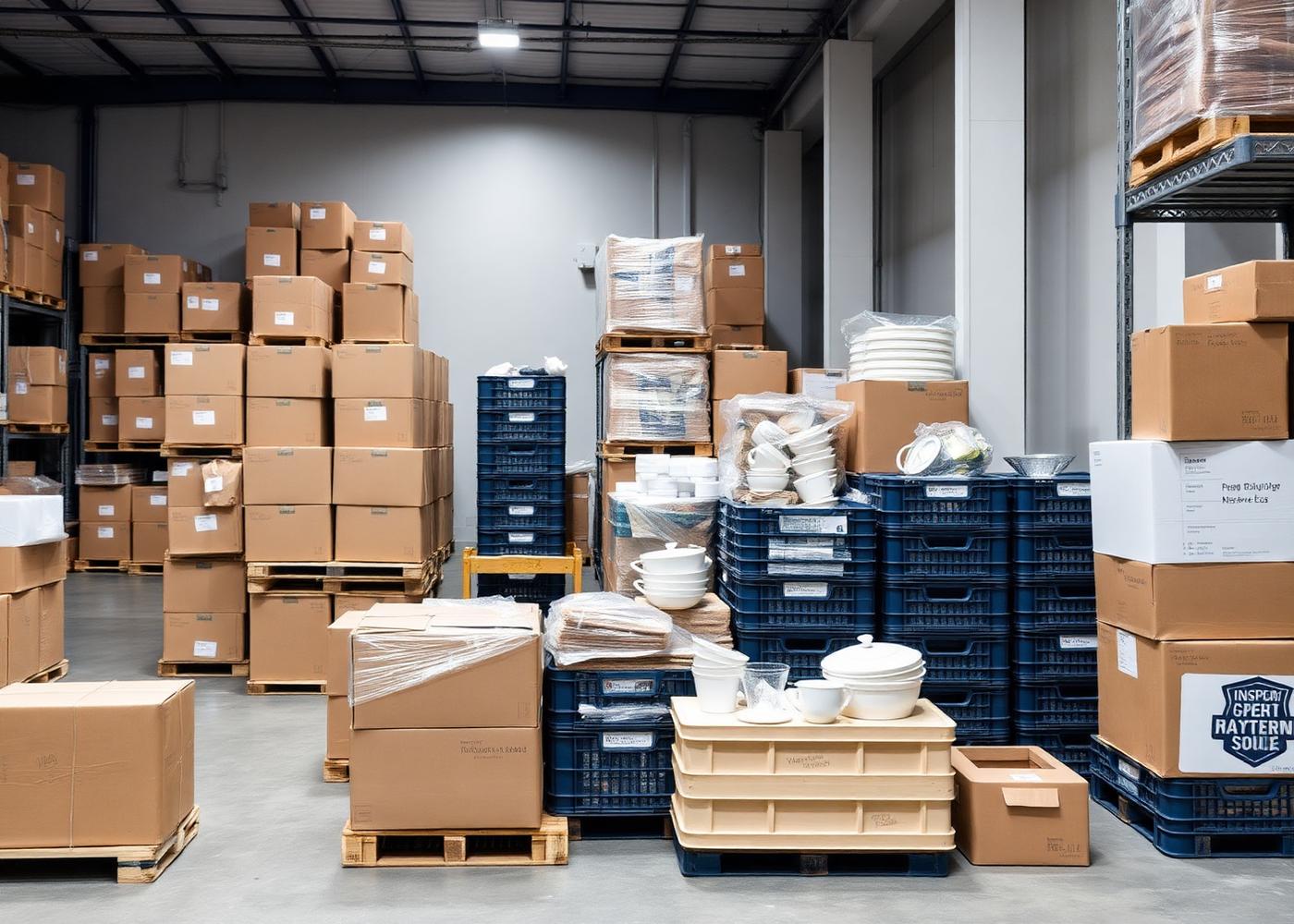 Hospitality and kitchenware products prepared for supply